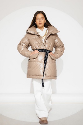 зимняя куртка для девочки ЗС-929 из ткани с фактурой под эко-кожу